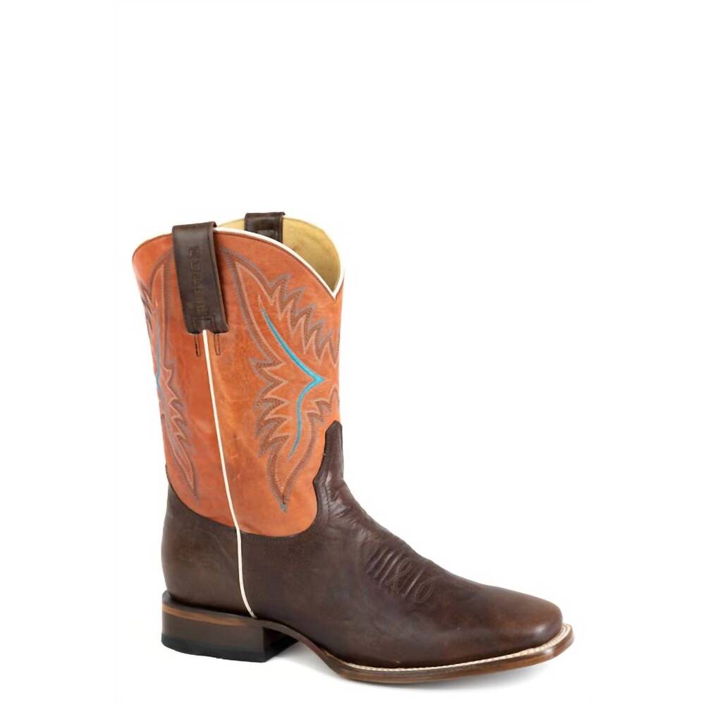 NEW ROPER men's polishable leather western boots in brown